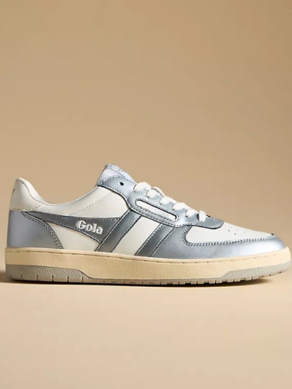 NWOT Gola Hawk II Metallic Sneakers in White/Silver
